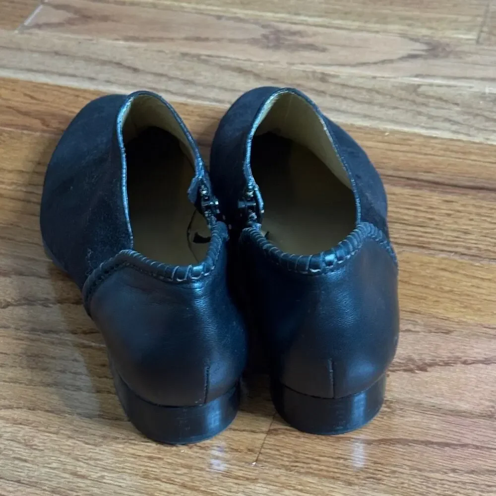 Jack Rogers Sadie Black Leather Suede Ankle Boots Size 10